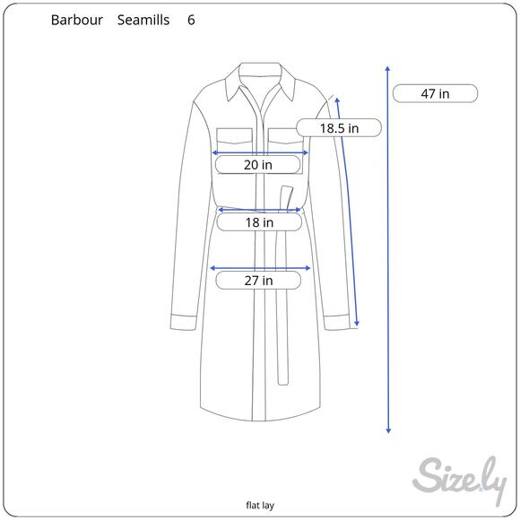 Barbour Seamills Gingham Check Midi Dress Navy White Ruffle Belted Button NWOT 6 - Picture 11 of 11